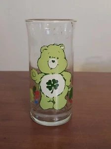 1983 American Greetings GOOD LUCK BEAR Care Bears PIZZA HUT Green Shamrock Glass - Picture 1 of 3