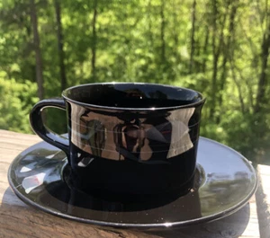 MIKASA Galleria Opus Black Calla Lily Cup & Saucer Set FK701 Japan - Picture 1 of 4