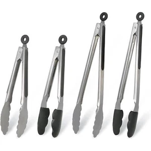Stainless Steel & Silicone Kitchen Tongs Set, 4 Pcs, Heavy Duty, 9 & 12 Inch - Picture 1 of 8