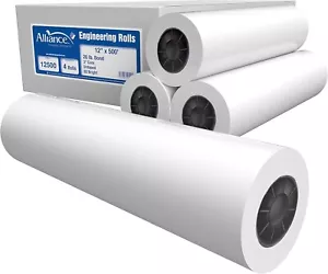 Rollos de papel de gran formato Alliance Bond Engineering 12" x 500' x 3", 20 lb. 4 rollos - Imagen 1 de 7