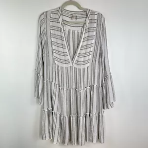 Abito Elan donna L mini western babydoll a più livelli maniche svasate bohémien spiaggia - Foto 1 di 16