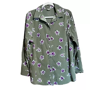 Blusa con botones Duluth Trading Co Top para mujer 1X estampado floral multicolor - Imagen 1 de 7