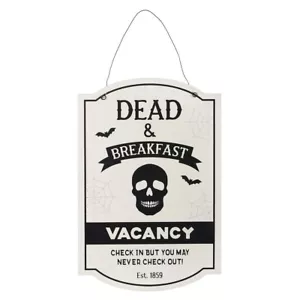Dead & Breakfast Hanging Sign, Spooky Halloween Fall Bed and Breakfast Skull Bat - Picture 1 of 3