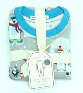 POTTERY BARN KIDS ~ ICY POLAR BEAR PAJAMA ~ SIZE 8 ~ GRAY/BLUE ~ SNOW ~ HOLIDAY - Picture 1 of 1
