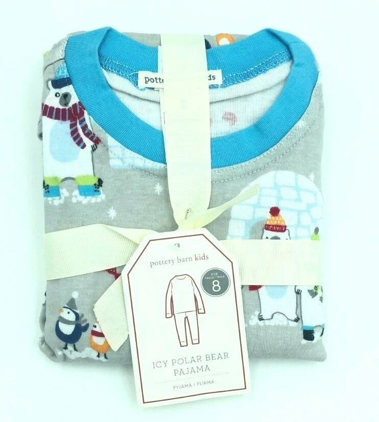 POTTERY BARN KIDS ~ PIJAMA OSO POLAR HELADO ~ TALLA 8 ~ GRIS/AZUL ~ NIEVE ~ VACACIONES Foto 1 de 1