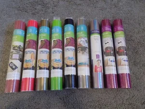 NEW Lot of 9 Cricut Vinyl Rolls ~ Mixed ~ Iron On ~ Glitter ~ Metallics Sampler - Picture 1 of 3