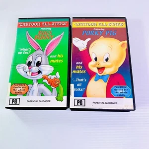 2 x Cartoon All Stars VHS Video Tape Bugs Bunny Porky Pig - Picture 1 of 11