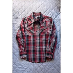 Helix Plaid Button Up Long Sleeve Shirt Boys Medium - Picture 1 of 4