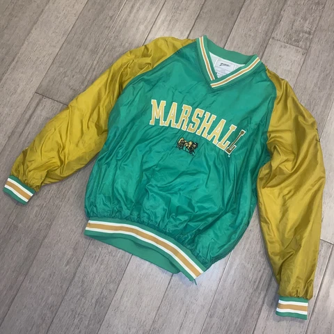 Vtg MARSHALL Thundering Herd Jacket Zubaz Windbreaker Nylon 90s Mens LARGE Cover