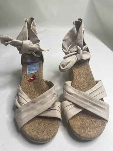 Sandali UGG Starla cravatta zeppa espadrillas scarpe colore crema taglia 8