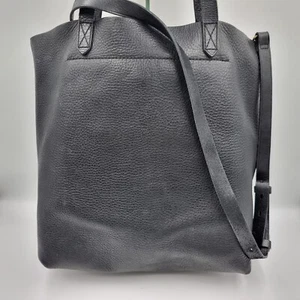 Madewell Transport Black Genuine Leather Black Tote Shoulder Crossbody Bag Purse - Picture 1 of 17