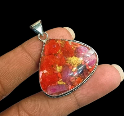 Joyería colgante hecha a mano con piedras preciosas de cobre turquesa enchapado en plata de ley 925 Foto 1 de 4