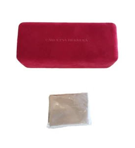 Carolina Herrera Sunglasses Case With Cleaning Cloth Red Velvet Hardcover NEW - Picture 1 of 11