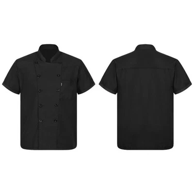 Mens Womens Chef Coat Jacket Short Sleeve Restaurant Hotel Cook Uniform Shirt - Image 1 of 4