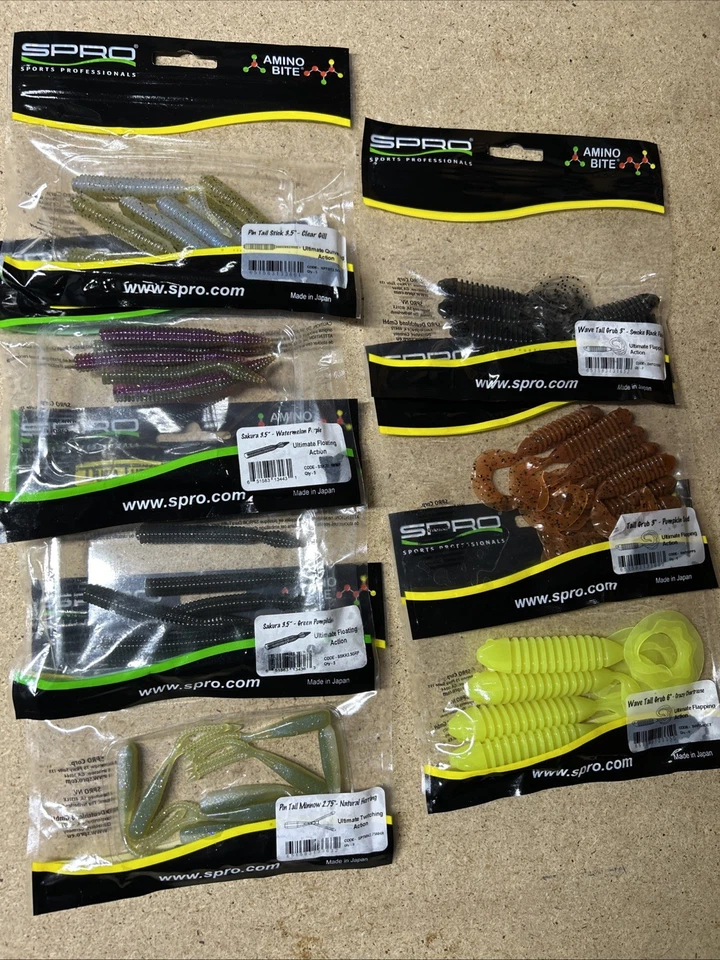 Grupos y remolques SPRO Amino Bite. Lote de 7 plásticos blandos Foto 1 de 1