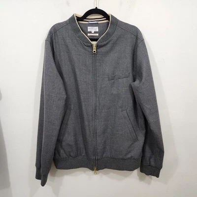 Gant Rugger Hopsack Bomber Wool BomberJacket Gray XL Inner Pocket Full Zip L/S - Image 1 of 4