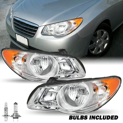 W/Bulb For 2007-2010 Hyundai Elantra Chrome Housing Amber Corner Headlights Lamp - Image 1 of 4