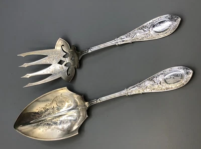 Arabesque by Whiting sterling silver 2 piece Salad Serving Set 9.25" - Image 1 of 4
