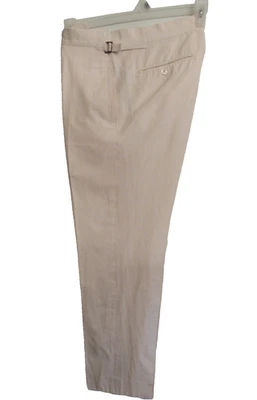 TOM FORD Cálido Blanco Seda/Lino Lujo Chino Hombre Pantalones Con Hebillas 48R 32X30.5 Foto 1 de 4