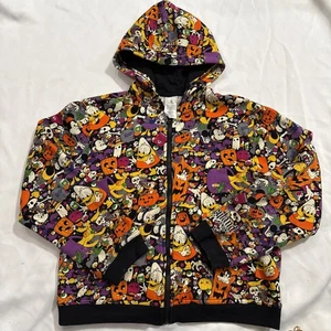 Disney Parks Youth Halloween Mickey & Friends Full Zip Hoodie XL Disneyland AOP - Picture 1 of 6