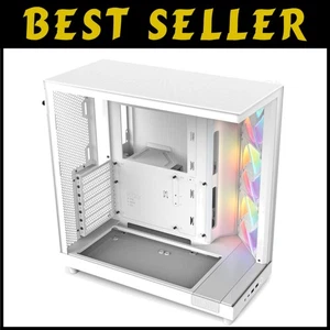 H6 Flow RGB Mid-Tower Gehäuse mit 3 RGB Lüftern - Weiß - Bild 1 von 11