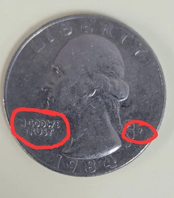 VERY RARE 1984 P Quarter Error - filled in P - In God We Trust Error  - Image 1 of 4