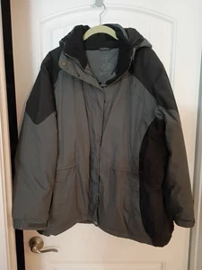 LLBean men winter jacket hoodie color dark grey & black full zip front size XXL - Picture 1 of 7