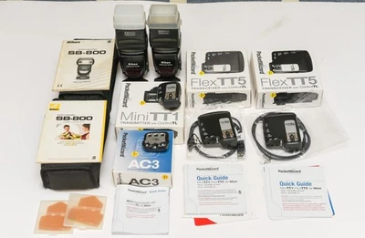 Pocket Wizard  Bundle - 2-FlexTT5, 1-MiniTTI, 1-AC3, 2-SB800 Flashs for Nikon - Image 1 of 4