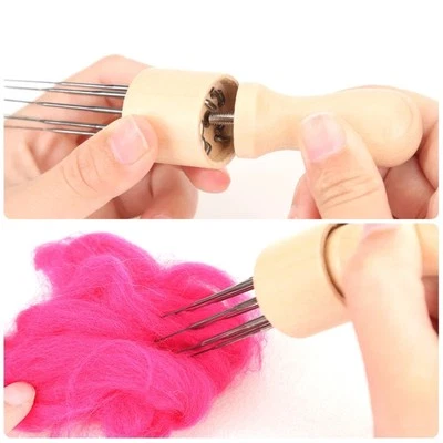 Felting Needle Handle with 8   Wool Felt Sewing Weaving   Set - Image 1 of 4
