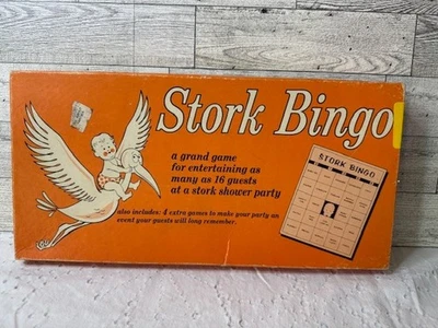 VTG MCM 1957 Leister Stork Bingo Baby Shower Party Activity Board Game NEW - Image 1 of 4