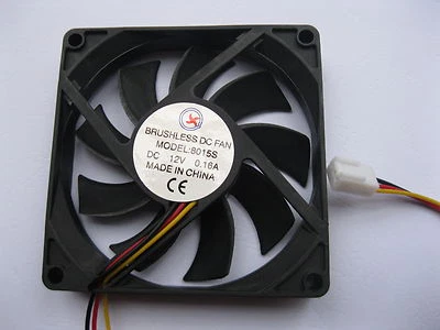 1 pc Brushless DC Cooling Fan 9 Blade 12V 8015S 80x80x15mm 3 wire Sleeve Bearing - Image 1 of 4
