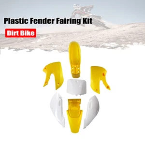 Yellow + White Plastic Fairing Fender Kit For Kawasaki KLX110 KX65 Suzuki DRZ110 - Picture 1 of 5