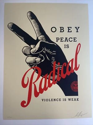 Póster impreso artístico firmado Shepard Fairey OBEY Radical Peace 2021 Foto 1 de 4