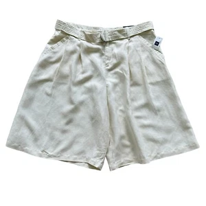 Gap Linen Blend Drapey Bermuda Shorts Ivory Pleats Belt Womes Size 10 NWT - Picture 1 of 11