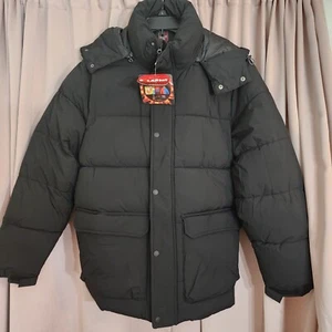 Swiss Tech Puffer Jacket. SIZE Large Black NEW Hooded Insulated - Picture 1 of 7