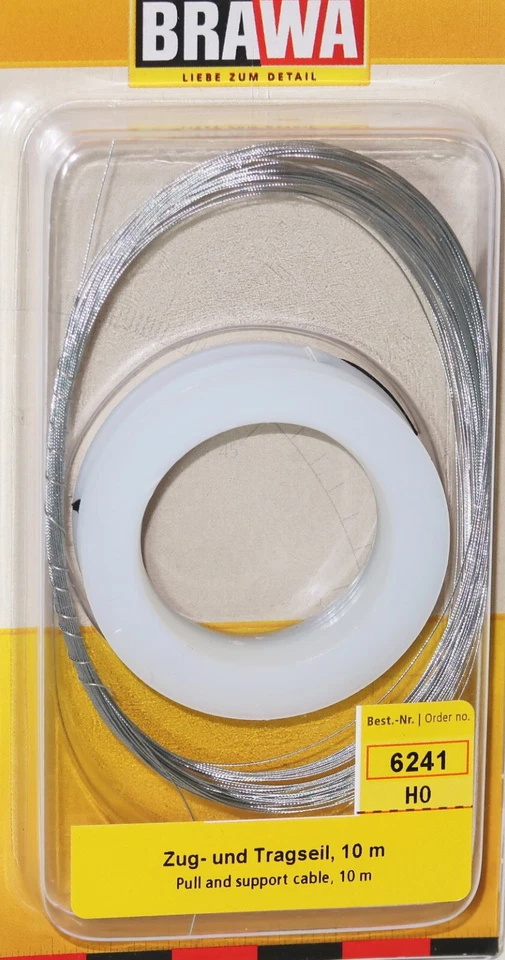 Brawa H0 6241 Seilbahn Zug- und Tragseil, 10 Meter (1 m - 1,85 €) - NEU + OVP - Bild 1 von 1