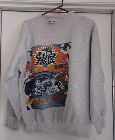 Vintage Super Bowl Sweatshirt 1995  49ers &  Chargers Sz XL used sold (as- is) Cover