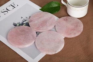 Natural Rose Quartz Gemstone Coaster Square and Round Drink coaster set 4 inch - Picture 1 of 5