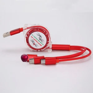 3 in 1 Charger Cable Telescoping IOS Lead For Apple iPhone iPad/TypeC/Micro USB - Picture 1 of 18