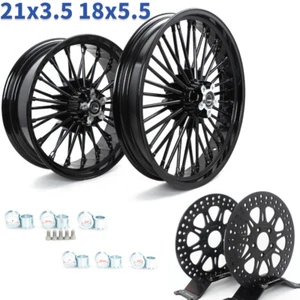21x3.5 18x5.5 Fat Spoke Wheels Rim Rotors for Harley Dyna Wide Glide FXDWG 06-17 - Bild 1 von 12