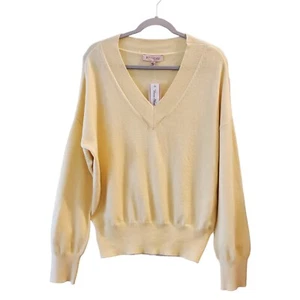 Philosophy Yellow Soft Viscose Blend Long Sleeve V-Neck Pullover Sweater Size L - Picture 1 of 8