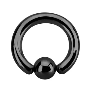 Treuheld® - Piercing Klemmkugel Ring - BCR - Schwarz - 48 Größen (4609v) - Bild 1 von 2