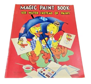 Magic Paint Book Use Water #1006 Jeanne Voelz Art 1940's Lowe File Copy Unused - Foto 1 di 12