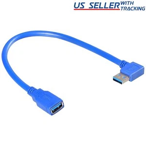 USB 3.0 Right Angle Male to USB 3.0 Female Extension Cable 1 FT - Picture 1 of 1