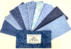 Classic Blue Layer Cake 40 -10" Squares Quilting & Sewing Fabric - Picture 1 of 1