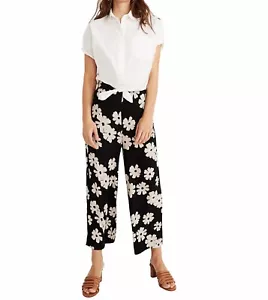Madewell Tall Huston Pull-On Crop Wide-leg Pants in Ikat Floral True Black Small - Picture 1 of 12
