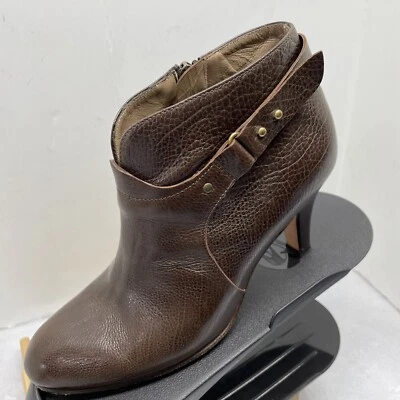 W 38/7.5-8 Anyi Lu VANESSA Shootie Bootie Brown Ankle Zip Up Leather Boots - Image 1 of 4