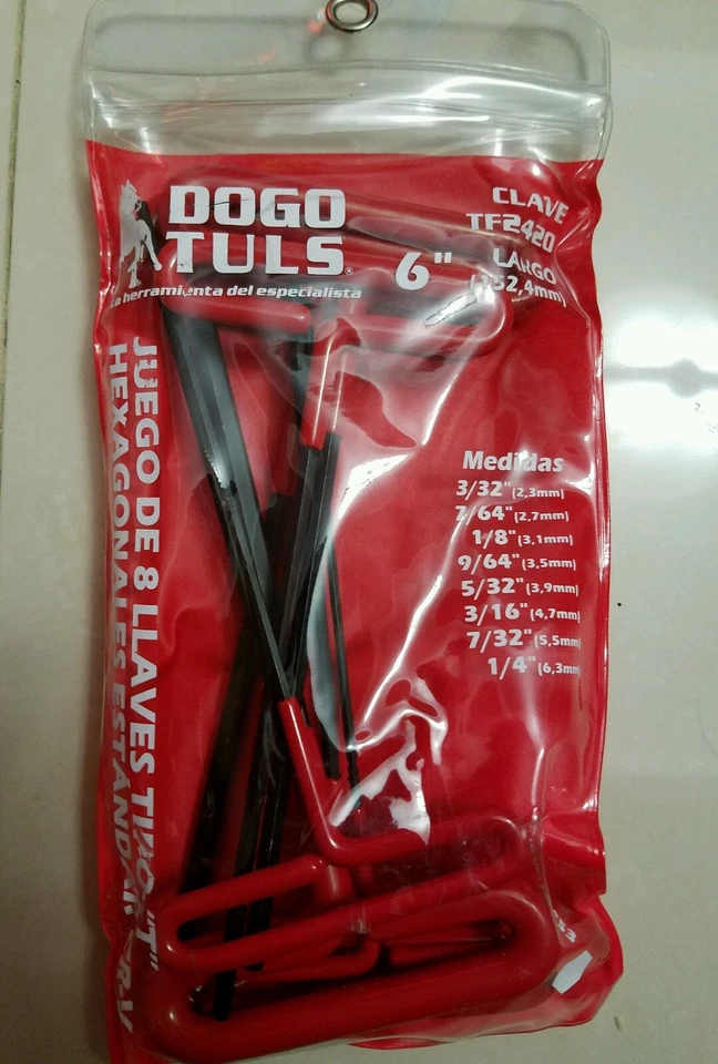 TF2420 SAE STD T HANDLE ALLEN WRENCH LENGHT 6"  8 PZ (3/32"-1/4") - Image 1 of 4