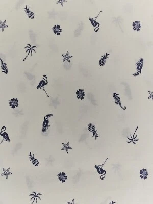 TOMMY HILFIGER Nautical Pillowcases Blue White Flamingos Seahorse Hibiscus Palm - Image 1 of 4