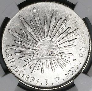 1891-Do NGC AU Mexico 8 Reales Durango Mint Error Silver Coin (24042003C) - Picture 1 of 6